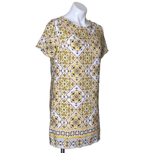 Lulus Yellow Dandy Lion Yellow Print Shift Dress, Short Sleeve Women's Size S - Picture 5 of 14
